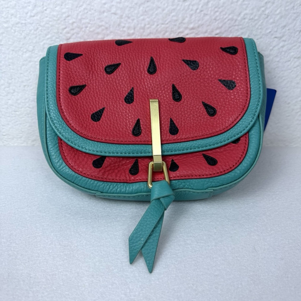 Vera Bradley Watermelon Slice Mini Saddle Bag Crossbody Leather Chain Purse - Picture 2 of 16